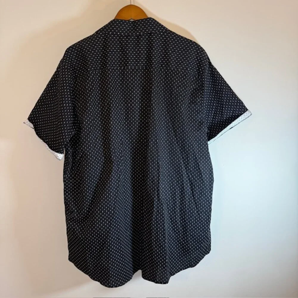 Craft & Flow Shirt Black Geometric Print Rolled Short Sleeve Stretch Size 3XL - Picture 2 of 9